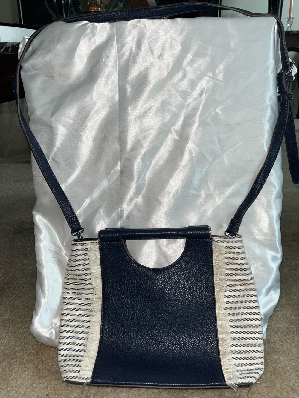 Navy Stripe Crossbody Bag - Women